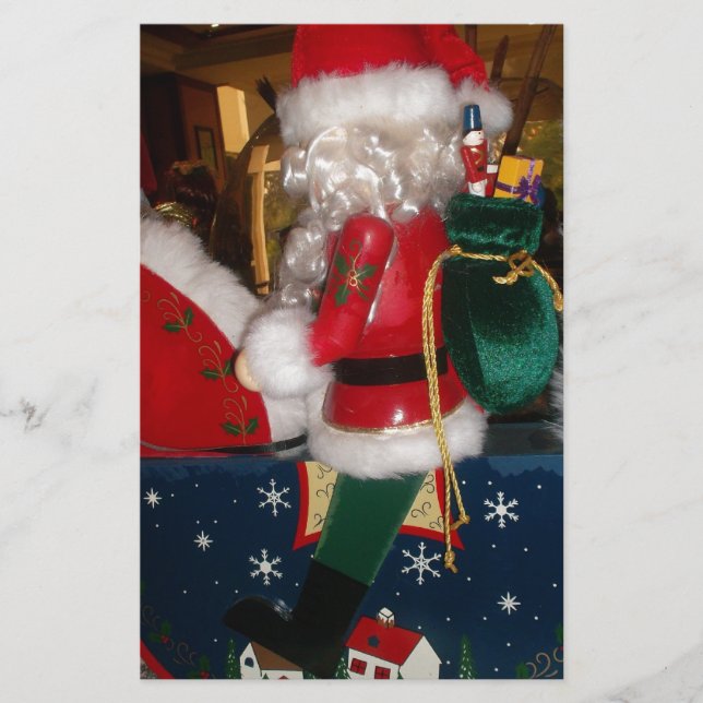 Papelería Papá Noel en un caballo con arte de nieve (Anverso)