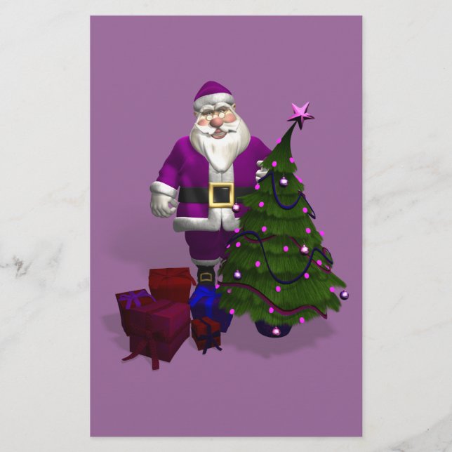 Papelería Papá Noel morado (Anverso)