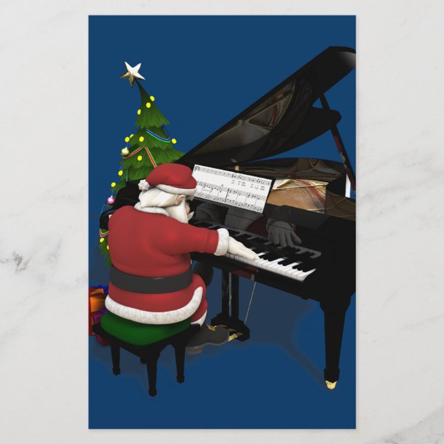 Papelería Papá Noel tocando el piano (Anverso)