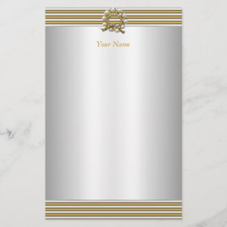 Papelería Papelera Elegante Oro Plata Perla Blanca