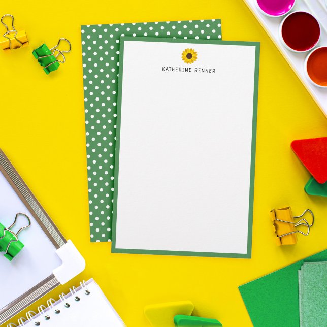 Papelería Paquetes de polka de borde verde girasol Añadir no (Subido por el creador)