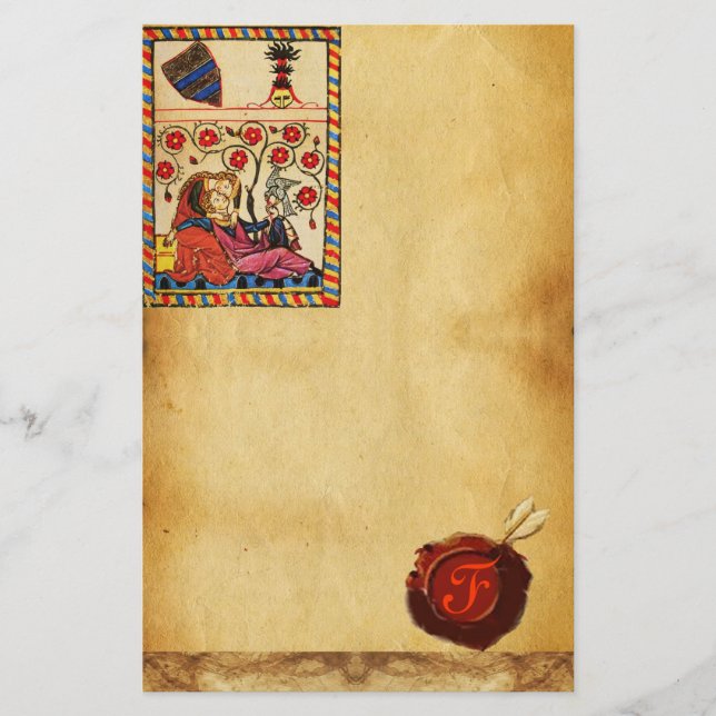 PAPELERÍA PARCHMENT DE AMOR ETERNO SEAL DE LA CERRADURA ROJA (Anverso)