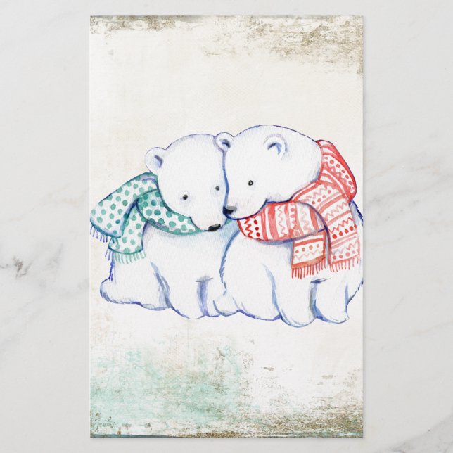 Papelería Pareja de osos polares (Anverso)