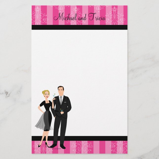 Papelería Pareja Martini de estilo (Anverso)