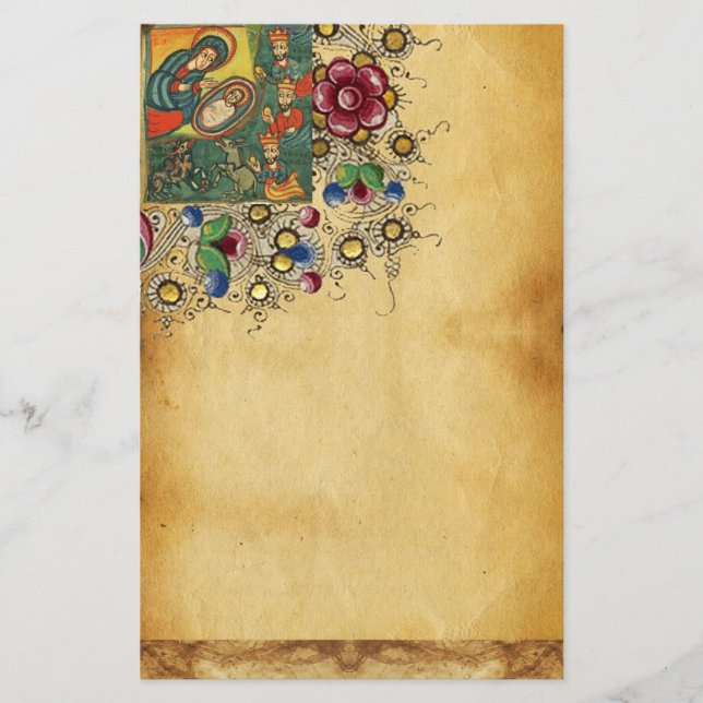 PAPELERÍA PARQUE DE NAVIDADES FLORALES, ADORACIÓN DE MAGI (Anverso)