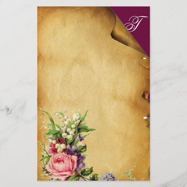 PAPELERÍA PARQUE FLORAL DE FLORES ROSAS Y BLANCAS (Anverso)