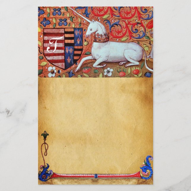 PAPELERÍA PARQUE FLORAL MARRÓN UNICORN MONOGRAM (Anverso)