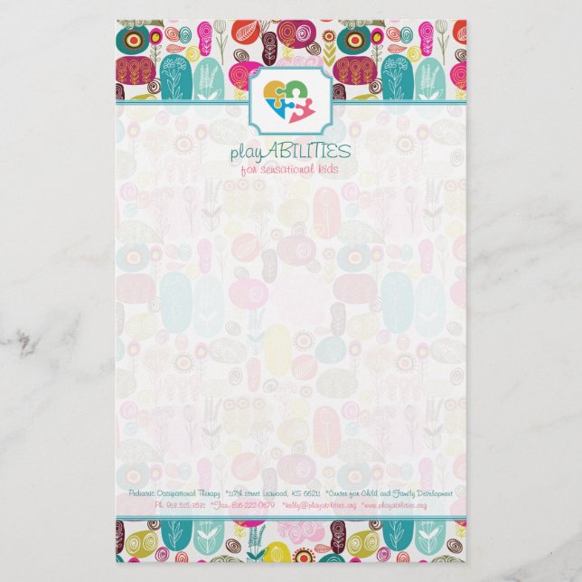 Papelería Parques multicolores y patrón Purpurina 3 (Anverso)