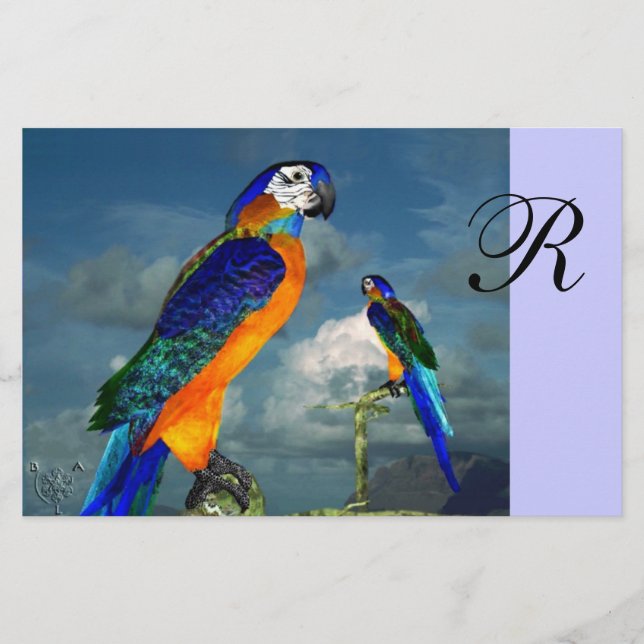 PAPELERÍA PARROS HIPEROS / ARA AZUL MONOGRAM (Anverso)