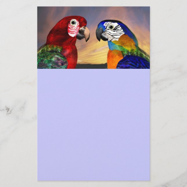 PAPELERÍA PARROS HIPEROS / ARA ROJA Y AZUL (Anverso)