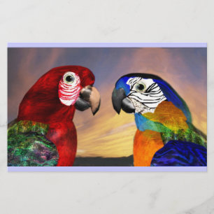 PAPELERÍA PARROS HIPEROS / ARA ROJA Y AZUL