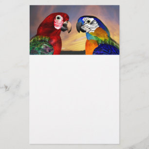 Papelería PARROS HIPEROS / ARA ROJA Y AZUL ,blanco