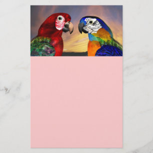 Papelería PARROS HIPEROS / ARA ROJA Y AZUL ,rosa