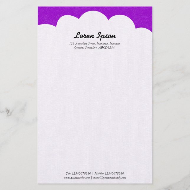 Papelería Parte superior de la nube - Morado (Anverso)