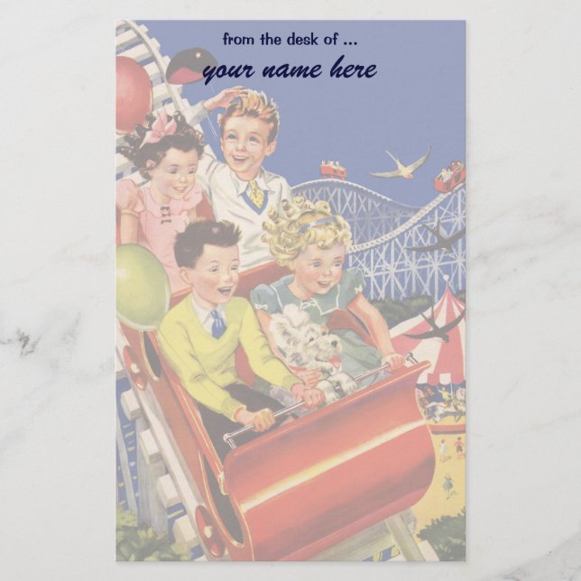 Papelería Paseo de la montaña rusa del perro de los globos (Anverso)