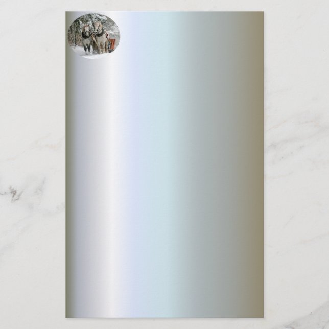 Papelería Paseo en Sleigh en el bosque nevado (Anverso)