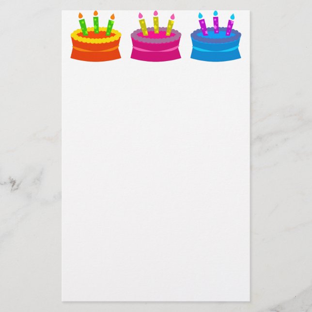 Papelería Pastel de cumpleaños colorido (Anverso)