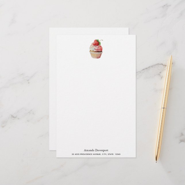Papelería Pastel de fresa postre dulce (Anverso/Reverso In Situ)