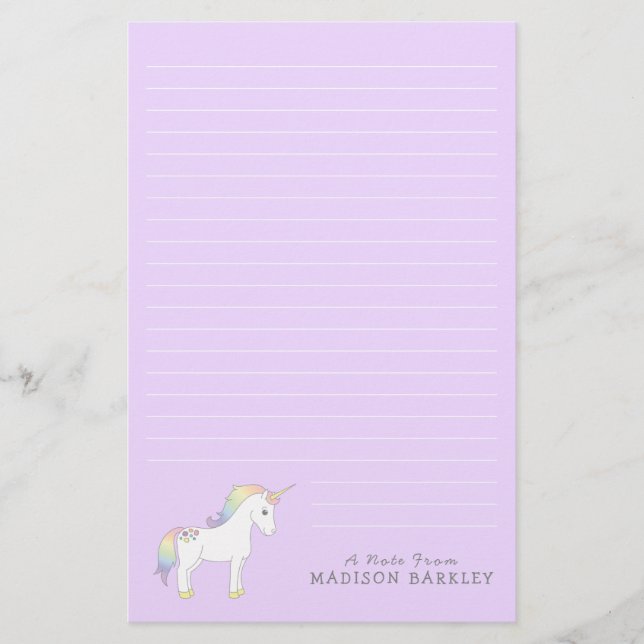 Papelería Pastel de unicornio (Anverso)