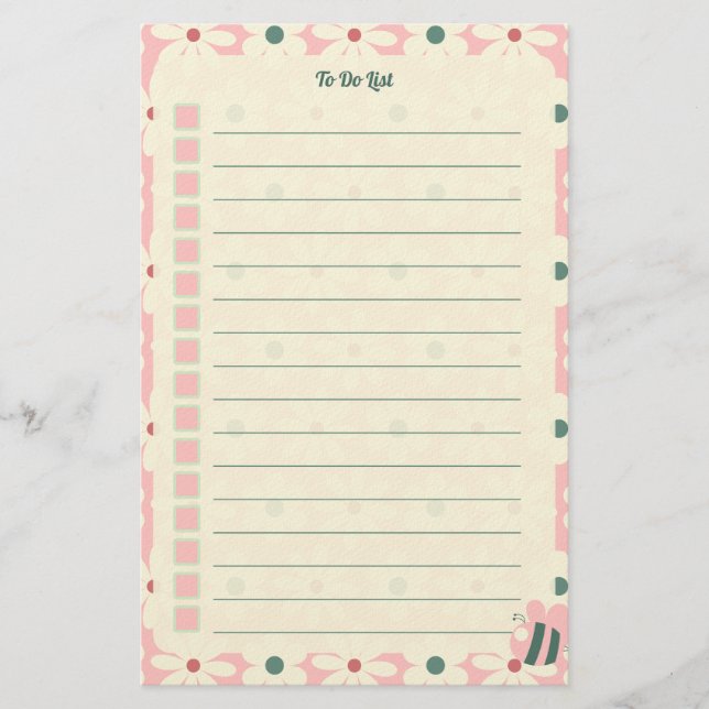 Papelería Pastel Floral To Do List Planner Design (Anverso)