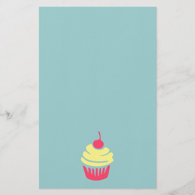 Papelería Pastel rosa y amarillo con cereza encima (Anverso)