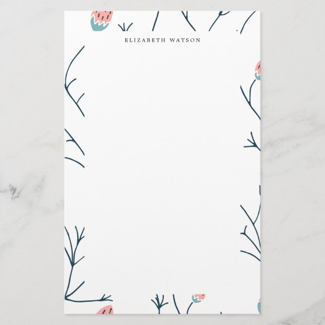 Papelería Pastel Woodland | Monograma Stationery (Anverso)
