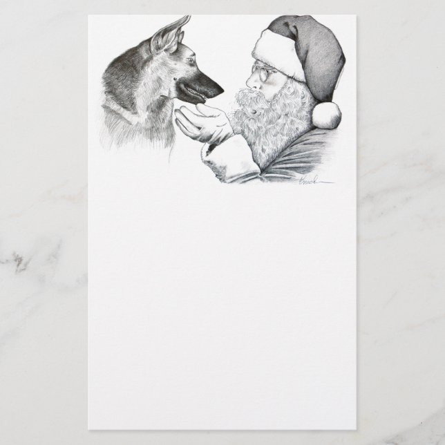 Papelería Pastor alemán y Santa (Anverso)