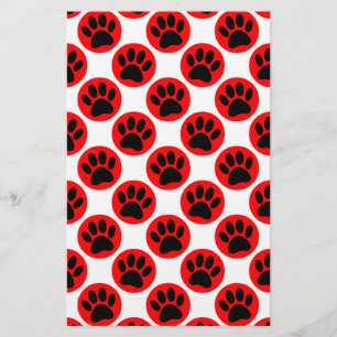 Papelería Patas de perro negras con puntos rojos de polka