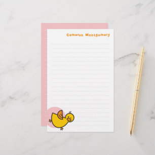 Papelería Pato Amarillo Juguetón con Punto Rosa de Niño Agra