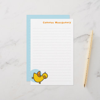 Papelería Pato de bebé amarillo juguetón punto azul agradeci