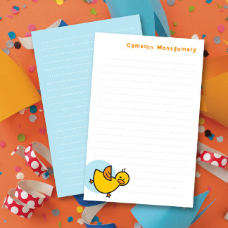 Papelería Pato de bebé amarillo juguetón punto azul agradeci