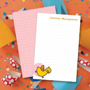 Papelería Pato de bebé amarillo juguetón punto rosa agradeci