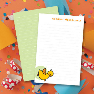 Papelería Pato de bebé amarillo juguetón punto verde agradec