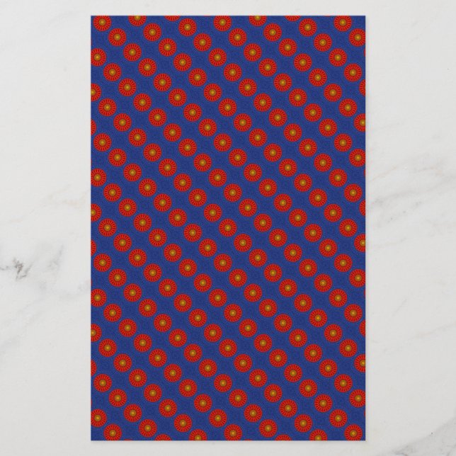 Papelería Pato sobre azul con caleidoscopio rojo (Anverso)