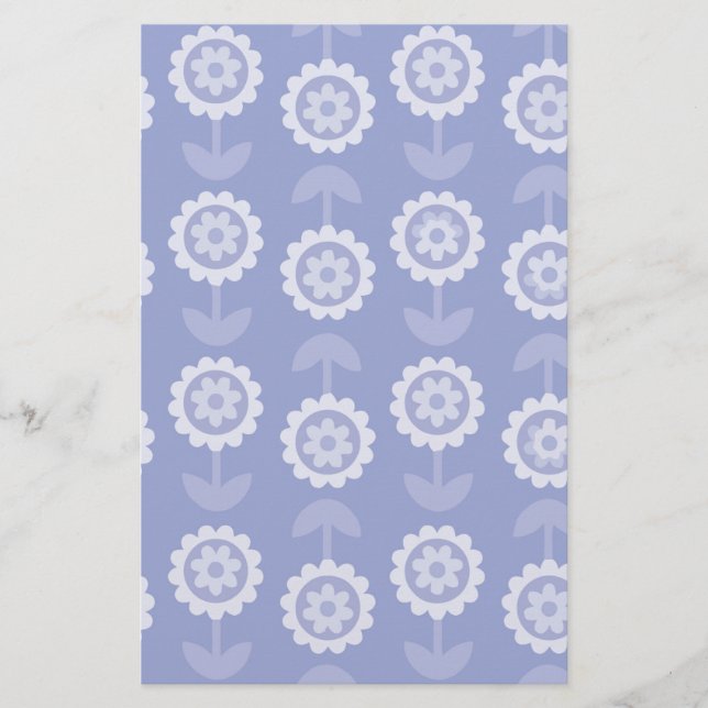 Papelería Patrón Abstracto Flores florales púrpura de arte (Anverso)