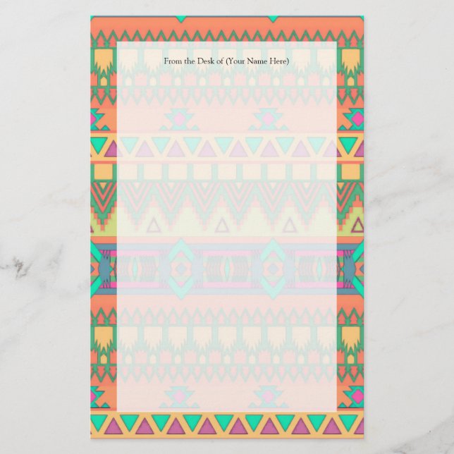 Papelería Patrón azteca colorido (Anverso)