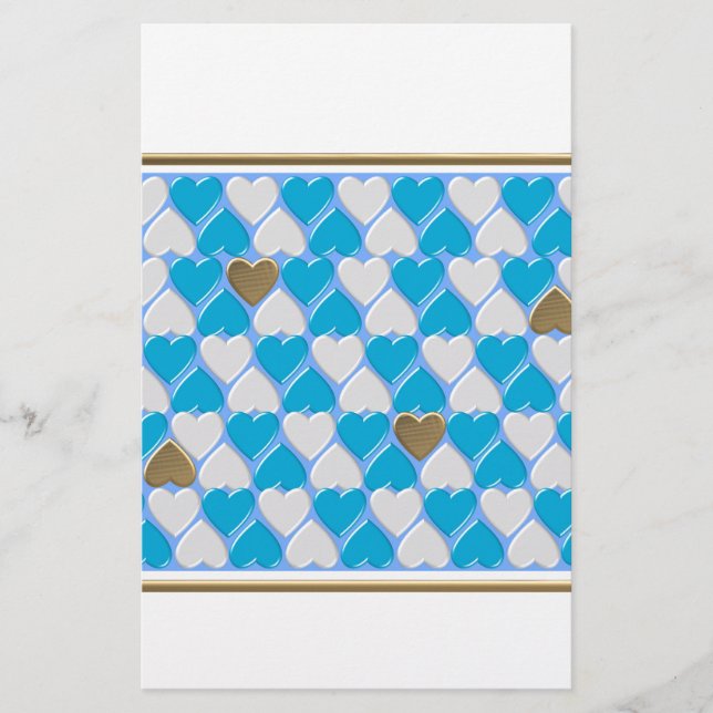 Papelería Patrón bávaro azul y blanco. (Anverso)