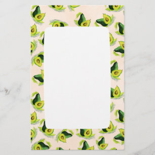 Papelería Patrón de acuarela de aguacates verdes