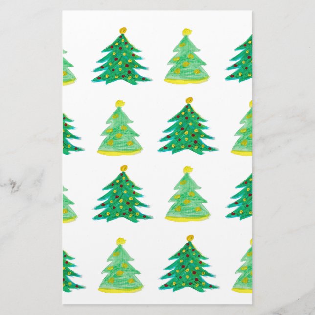 Papelería Patrón de árbol de Navidad (Anverso)