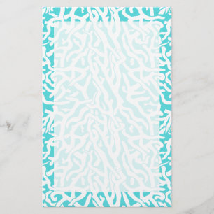 Papelería Patrón de arrecife de coral de playa Azul blanco