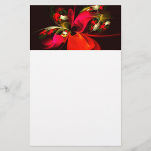 Papelería Patrón de arte abstracto rojo verde floral moderno
