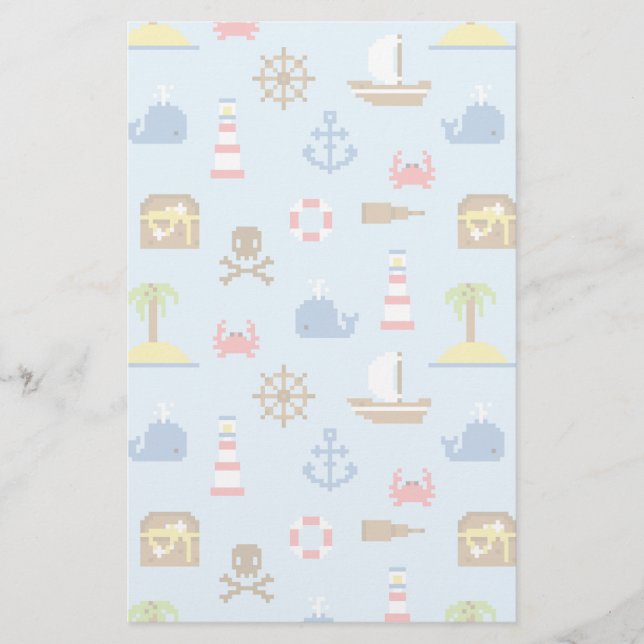 Papelería Patrón de arte del mar de píxeles (Anverso)
