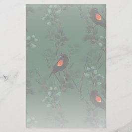 Papelería Patrón de ave negra de ala roja