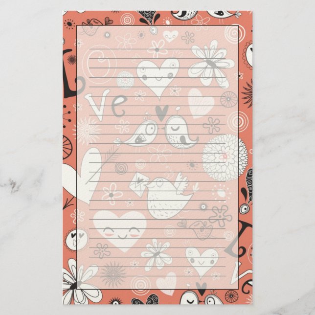 Papelería Patrón de Aves de Amor (Anverso)