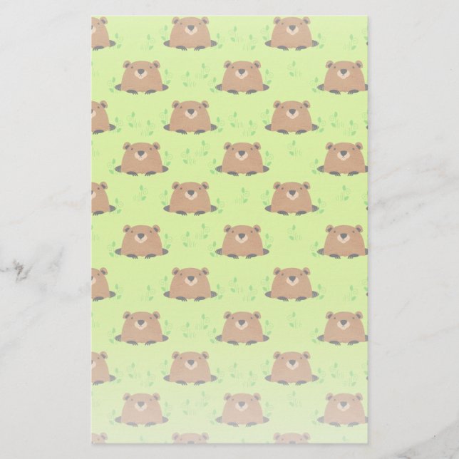 Papelería Patrón de bosque adorable Groundhog (Anverso)