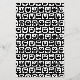 Papelería Patrón de búho en blanco y negro