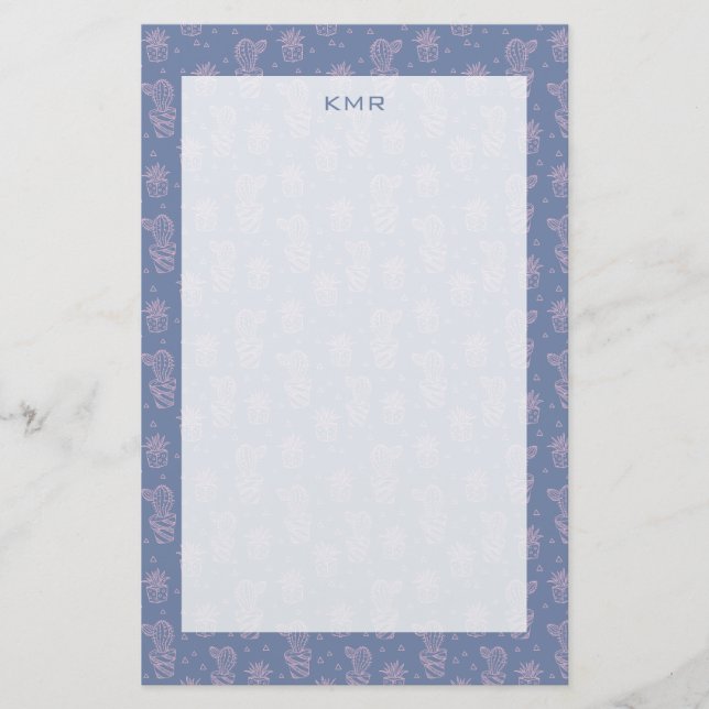 Papelería Patrón de cactus Personalizado rosa y púrpura (Anverso)