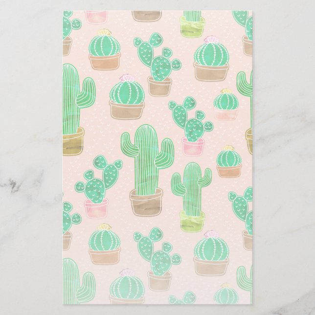 Papelería Patrón de cactus pulido de mano (Anverso)
