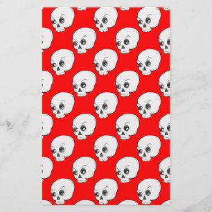 Papelería Patrón De Calavera En Fondo Rojo