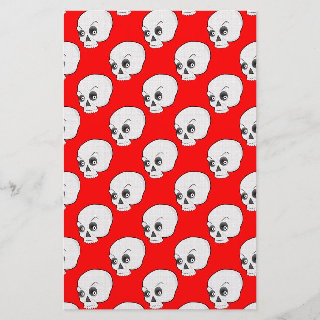 Papelería Patrón De Calavera En Fondo Rojo (Anverso)